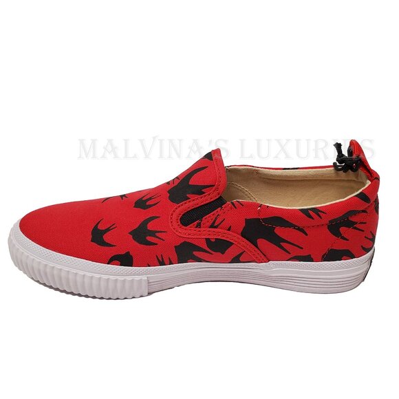 McQ ALEXANDER McQUEEN SNEAKERS SWALLOW LOW TOP RED / BLACK SHOES $235  IT 39 / 9 - Picture 8 of 13